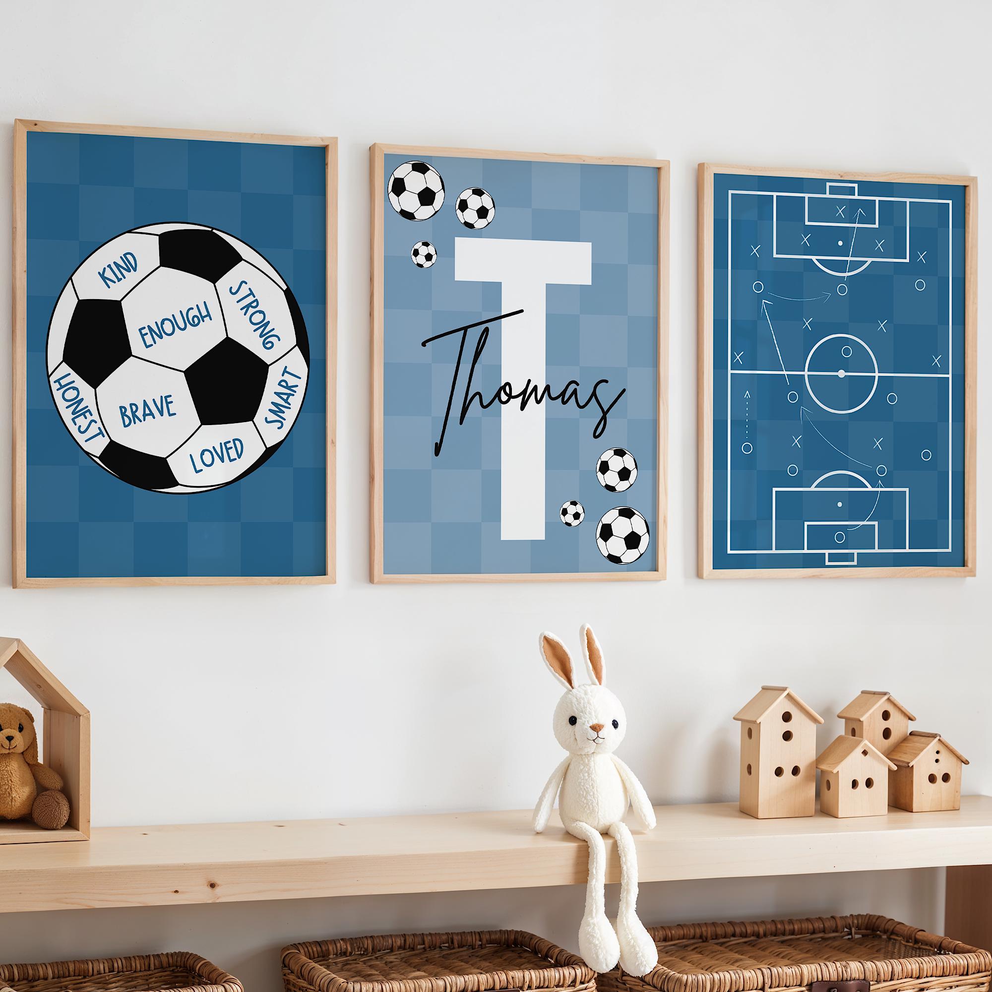 Photography Nature - Benutzerdefinierte Fußball-Wandkunst-Set, Affirmation für Jungen, Fußball-Themen-Kinderzimmer-Fußball-Poster,