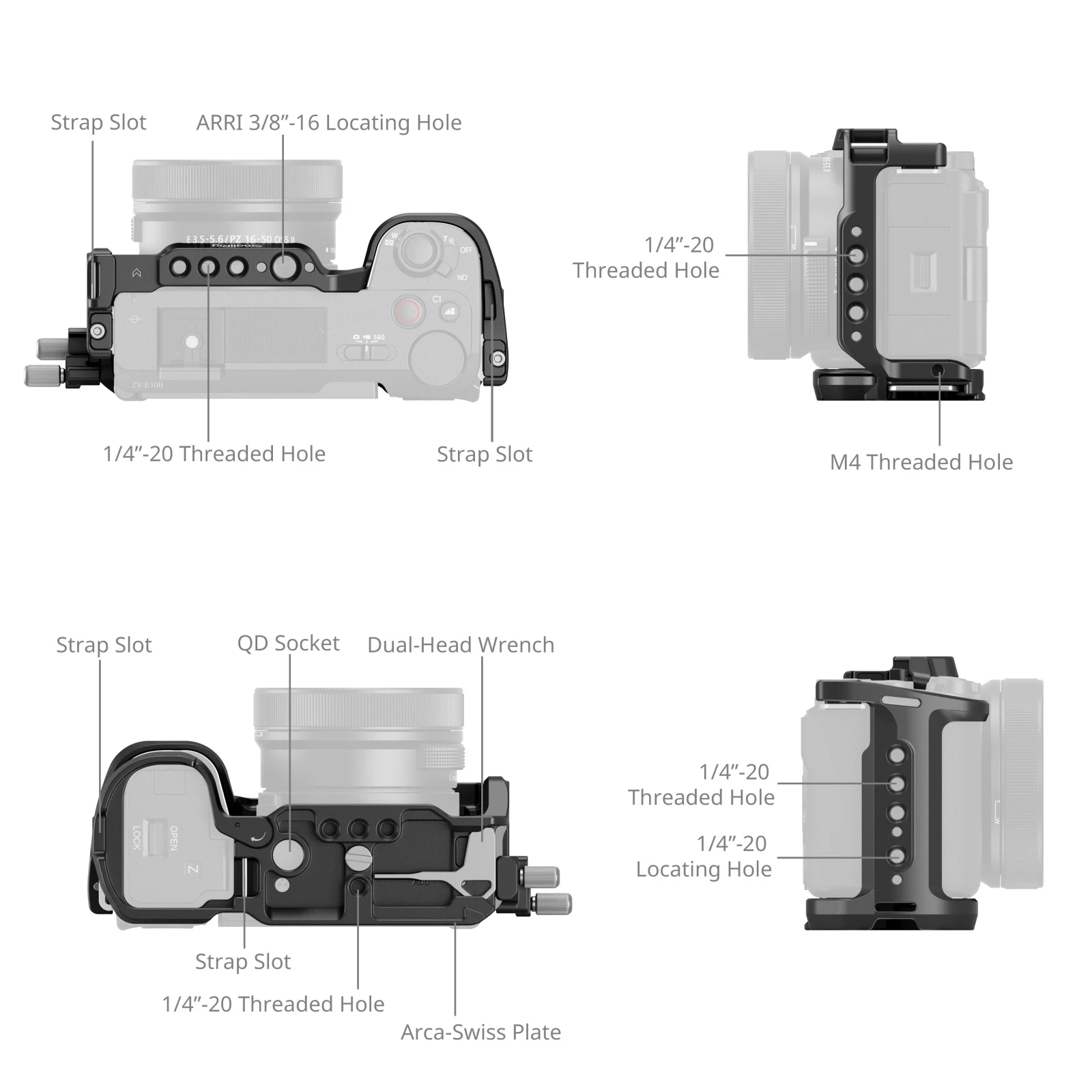 Camera Cage Baseplate - Smallrig HawkLock Schnellwechselkäfig-Set für Sony ZV-E10