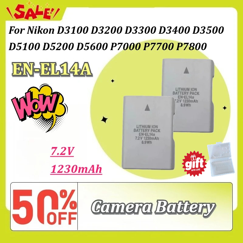 Nikon Camera D3500 - EN‑EL14A 1230mAh Kamera-Akku für Nikon D3100