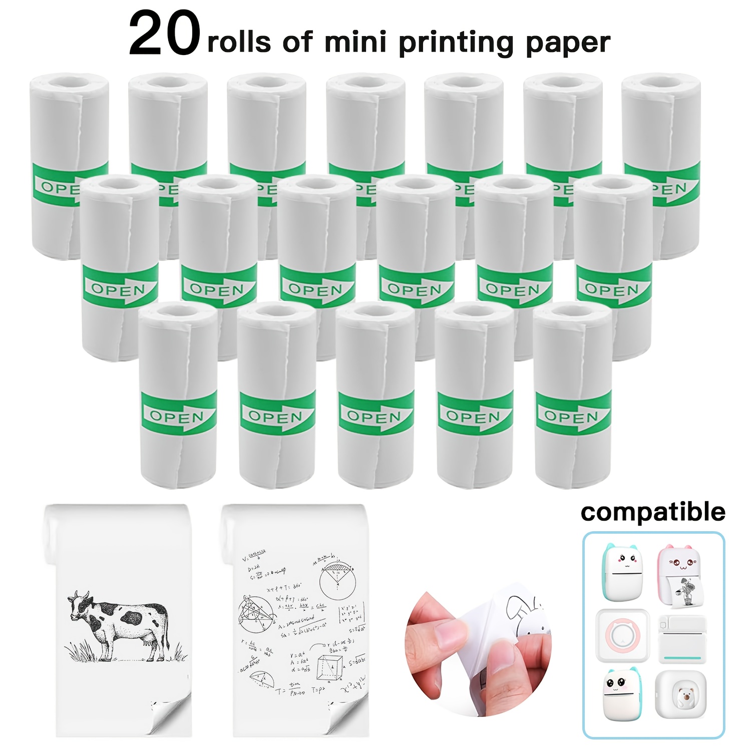 Photography Paper - 5-10-20 Rollen Mini-Druckpapier, Thermo-Aufkleberpapier, selbstklebend, Mini-Thermodruckpapier,