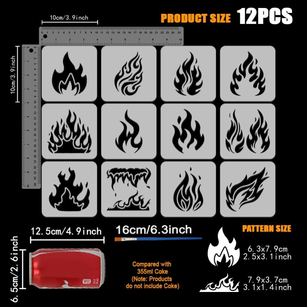 12 Stück Flammenmalerei-Schabl – Photography Techniques Bewertung und Preis